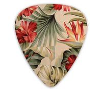 Púas de guitarra con estampado de tela floral tropical, púas de bajo premium para guitarra eléctrica y bajo con tres tamaños (paquete de 12)