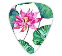 Púas de guitarra con flores tropicales de acuarela, loto rosa, púas de guitarra naturales, 12 paquetes, variedad de púas de guitarra, púas