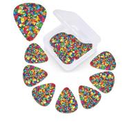 Púas de guitarra con formas geométricas brillantes, paquete de 12 púas de celuloide de diferentes grosores con caja de almacenamiento de púas de guitarra, púa de guitarra personalizada para púas de