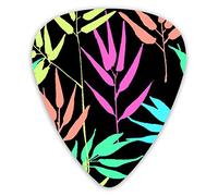 Púas de guitarra con hojas tropicales, púas de bajo premium para guitarra eléctrica y bajo con tres tamaños (paquete de 12)