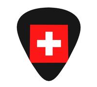 Púas de guitarra con la bandera de Suiza, paquete de 12 para bajo