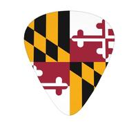 Púas de guitarra con la bandera del estado de Maryland en tamaños finos, medianos y gruesos, juego de 12 piezas, adecuadas para guitarra eléctrica y varios instrumentos