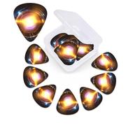 Púas de guitarra con lentes acampanadas, paquete de 12 púas de celuloide de diferentes grosores con caja de almacenamiento de púas de guitarra, púa de guitarra personalizada para púas de guitarra