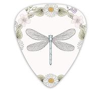 Púas de guitarra Cortina de ducha Libélula Vintage Retro Farm Life Inspired Moth and Daisy Lily Leaf Premium Picks Sampler 12 paquetes
