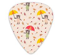 Púas de guitarra Cute Bear Hold Paraguas colorido en hojas de otoño Púas de guitarra 12 paquetes - Variedad de púas de guitarra Púas