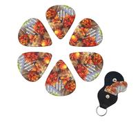 Púas de guitarra de Acción de Gracias, paquete de 6 púas de celuloide de diferentes grosores con soporte para púas de guitarra, púas de guitarra personalizadas para guitarra acústica, guitarra