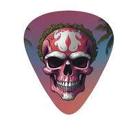 Púas de guitarra de árbol de coco con calavera de araña en tamaños finos, medianos y gruesos, juego de 12 piezas, adecuadas para guitarra eléctrica y varios instrumentos