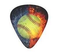 Púas de guitarra de celuloide Accesorios de guitarra Púas de guitarra para guitarra acústica, guitarra eléctrica, bajo Paquete de 12 (beisbol de beisbol de llama de fuego de agua helada)