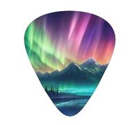 Púas de guitarra de celuloide con estampado Dark Northern Lights para bajo acústico, púas de guitarra con caja organizadora