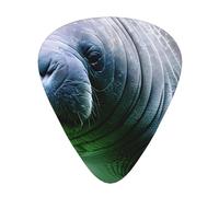 Púas de guitarra de celuloide con estampado de animales de manatí para bajo acústico, púas de guitarra con caja organizadora