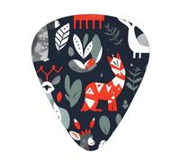 Púas de guitarra de celuloide con estampado de animales escandinavos para bajo acústico, púas de guitarra con caja organizadora