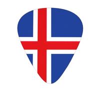 Púas de guitarra de celuloide con estampado de bandera de Islandia para bajo acústico, púas de guitarra con caja organizadora
