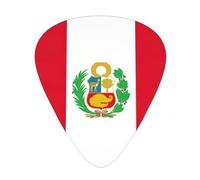 Púas de guitarra de celuloide con estampado de bandera de Perú para bajo acústico, púas de guitarra con caja organizadora