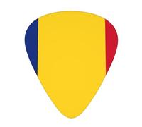 Púas de guitarra de celuloide con estampado de bandera de Rumania para bajo acústico, púas de guitarra con caja organizadora