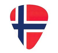 Púas de guitarra de celuloide con estampado de bandera noruega para bajo acústico, púas de guitarra con caja organizadora