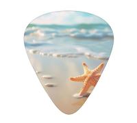 Púas de guitarra de celuloide con estampado de estrella de mar para bajo acústico, púas de guitarra con caja organizadora