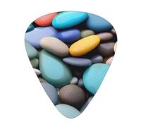 Púas de guitarra de celuloide con estampado de guijarros de colores para bajo acústico, púas de guitarra con caja organizadora