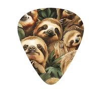 Púas de guitarra de celuloide con estampado de perezoso para bajo acústico, púas de guitarra con caja organizadora