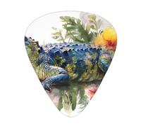 Púas de guitarra de cocodrilo tropical, paquete de 12 con caja de almacenamiento, 3 grosores de 0,46/0,71/0,96 mm, púas ABS para guitarra, ukelele y bajo