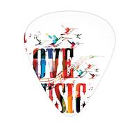 Púas de guitarra de estilo de vida, paquete de 12 con caja delgada, frase musical en efectos grunge y pájaros volando alma libertad ilustración, juego de regalo especial para guitarrista
