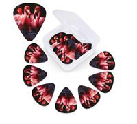 Púas de guitarra de flamencos en fondo negro, paquete de 12 púas de celuloide de diferentes grosores con caja de almacenamiento de púas de guitarra, púa de guitarra personalizada para púas de guitarra