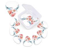 Púas de guitarra de flores de acuarela con libélula, paquete de 12 púas de guitarra de celuloide de diferentes grosores con caja de almacenamiento de púas de guitarra, púa de guitarra personalizada