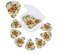 Púas de guitarra de flores de mariposa de primavera, paquete de 12 púas de guitarra de celuloide de diferentes grosores con caja de almacenamiento de púas de guitarra, púa de guitarra personalizada