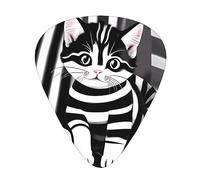 Púas de guitarra de gatito a rayas blancas y negras, finas, medianas, pesadas, 12 piezas, adecuadas para guitarra, bajo, guitarra eléctrica, ukelele, púas de guitarra resistentes al desgaste,