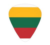 Púas de guitarra de la bandera de Lituania, paquete de 12 púas de grosor surtido, 0,46 mm, 0,71 mm, 0,96 mm, tamaño mediano, fino, pesado, estilo celuloide, para guitarra acústica y ukelele