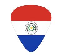 Púas de guitarra de la bandera de Paraguay, paquete de 12 púas de guitarra resistentes al desgaste para guitarra, bajo, guitarra eléctrica, ukelelele, finas, medianas y pesadas