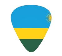 Púas de guitarra de la bandera de Ruanda en tamaños finos, medianos y gruesos, juego de 12 piezas, adecuado para guitarra eléctrica y varios instrumentos
