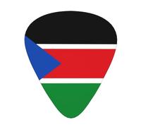 Púas de guitarra de la bandera de Sudán del Sur en tamaños finos, medianos y gruesos, juego de 12 piezas, adecuadas para guitarra eléctrica y varios instrumentos