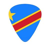 Púas de guitarra de la bandera del Congo en tamaños finos, medianos y gruesos, juego de 12 piezas, adecuado para guitarra eléctrica y varios instrumentos