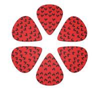 Púas de guitarra de lujo (paquete de 6), color rojo, negro y gallo, calibres finos, medianos y gruesos (0,46 mm, 0,71 mm y 0,96 mm) para guitarra eléctrica, acústica, bajo y mandolina.