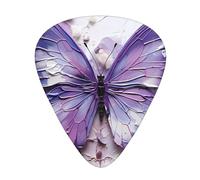 Púas de guitarra de mariposa con pintura al óleo morada en tamaños finos, medianos y gruesos, juego de 12 piezas, adecuadas para guitarra eléctrica y varios instrumentos