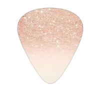 Púas de guitarra de oro rosa con purpurina sintética, clásicas, triangulares, bajo, acústica y eléctrica, para guitarristas, 12 piezas