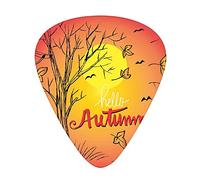 Púas de guitarra de otoño, paquete de 12 púas universales de guitarra ABS, paisaje de otoño dibujado a mano con una cita de colores cálidos al ilustración de la naturaleza, para guitarra acústica y el