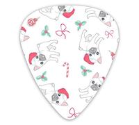 Púas de guitarra de patrones sin fisuras Bulldog francés con gorro de Papá Noel Premium Picks Sampler Regalo de guitarra único (12 unidades)
