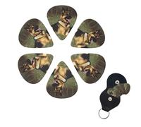 Púas de guitarra de perro pastor alemán, paquete de 6, 3 púas de guitarra de celuloide de diferentes grosores con soporte para púas de guitarra, púa de guitarra personalizada para guitarra acústica,
