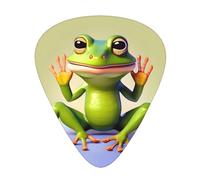 Púas de guitarra de The Funny Frog doing yoga, paquete de 12 púas de guitarra resistentes al desgaste para guitarra, bajo, guitarra eléctrica, ukelelele, finas, medianas y pesadas
