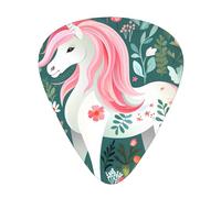 Púas de guitarra de unicornio con pelo rosa en tamaños finos, medianos y gruesos, juego de 12 piezas, adecuado para guitarra eléctrica y varios instrumentos