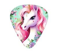 Púas de guitarra de unicornio rosa en tamaños finos, medianos y gruesos, juego de 12 piezas, adecuadas para guitarra eléctrica y varios instrumentos