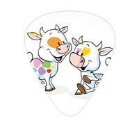 Púas de guitarra de vacas, paquete de 12 púas universales de guitarra ABS, animales de granja, vacas de dibujos animados con manchas coloridas, ilustración de criatura, para guitarra acústica y eléctr