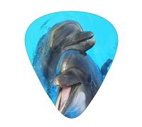 Púas de guitarra, delfines con cara sonriente impresas para guitarra acústica, guitarra eléctrica, bajo, ukelele de tres tamaños (paquete de 12)