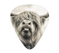 Púas de guitarra, divertidas vacas de Highland para guitarra acústica, guitarra eléctrica, bajo, ukelele de tres tamaños (paquete de 12)