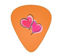 Púas de guitarra Dos corazones rosados Impreso Ukelele Bajo Guitarras acústicas eléctricas Delgadas Medianas Pesadas Paquete de 12 (0,46/0,71/0,96 mm)