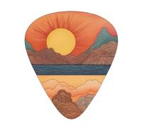 Púas de guitarra duraderas abstractas de montañas y mar: tres grosores finos, medianos y gruesos disponibles, adecuadas para guitarra, bajo, guitarra eléctrica y ukelele