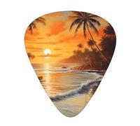 Púas de guitarra duraderas con árboles de coco junto al lago: tres grosores de fino, medio y grueso, adecuadas para guitarra, bajo, guitarra eléctrica y ukelele