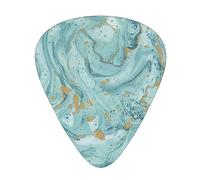 Púas de guitarra eléctrica Azurite Teal And Foil Gold Oil Marble Pattern Premium Bass Electric Guitar Púas para una experiencia musical inigualable