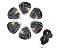 Púas de guitarra eléctrica, paquete de 6 púas de celuloide de diferentes grosores con soporte para púas de guitarra, púas de guitarra personalizadas para guitarra acústica, guitarra eléctrica, bajo,